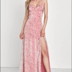 Lulus NWT Forever Dreamy Pink Floral Organza Backless Maxi Dress
